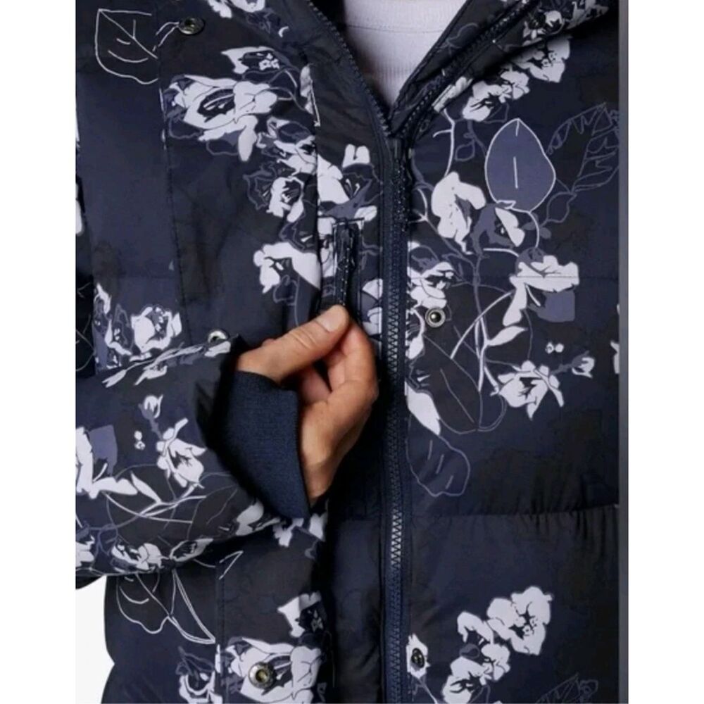 Columbia Women's Navy Floral Long Puffer Coat - Picture 4 of 13
